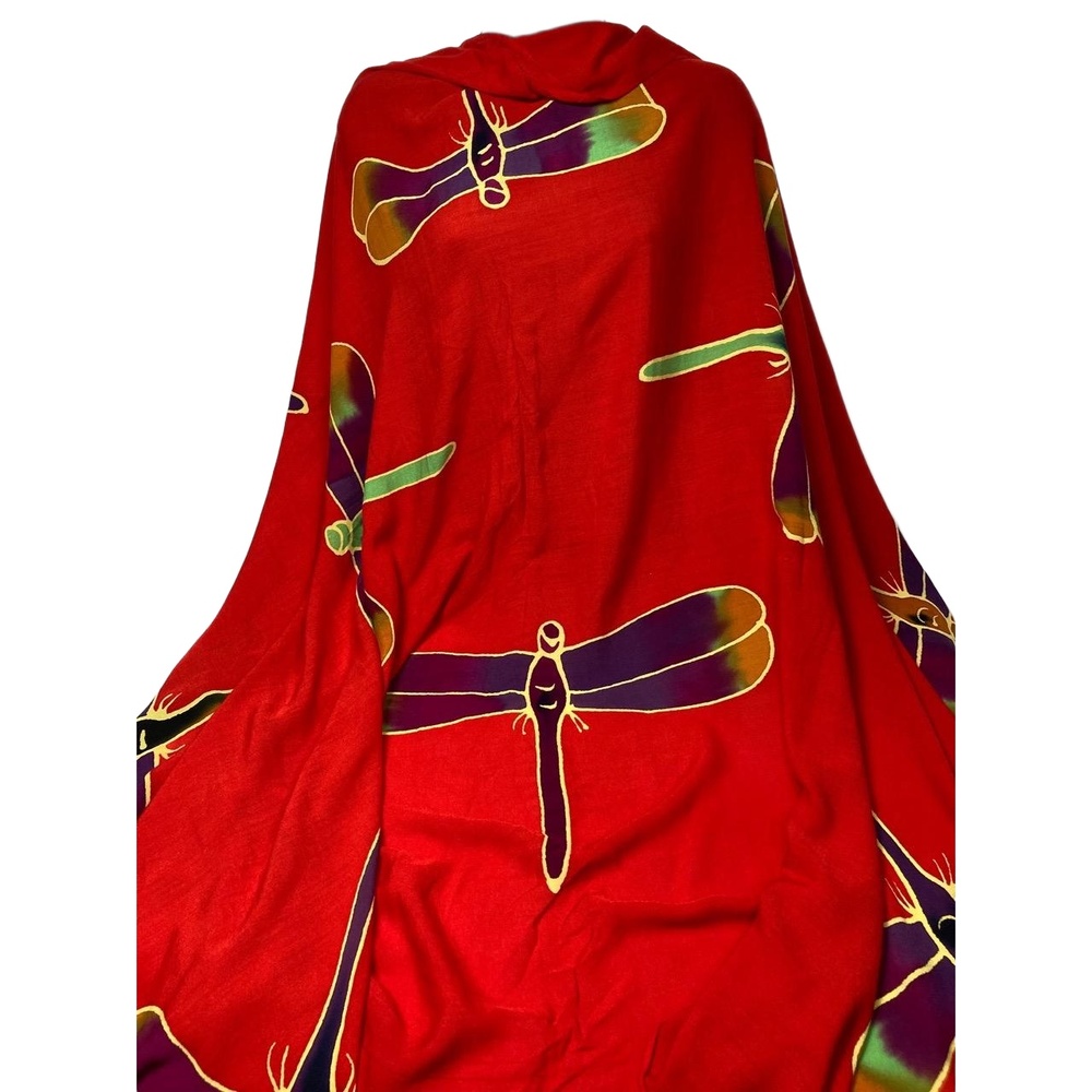 Pareos or Sarong from Pareos Etc in Mexico Red Dragonfly Print Wrap 65”x46”